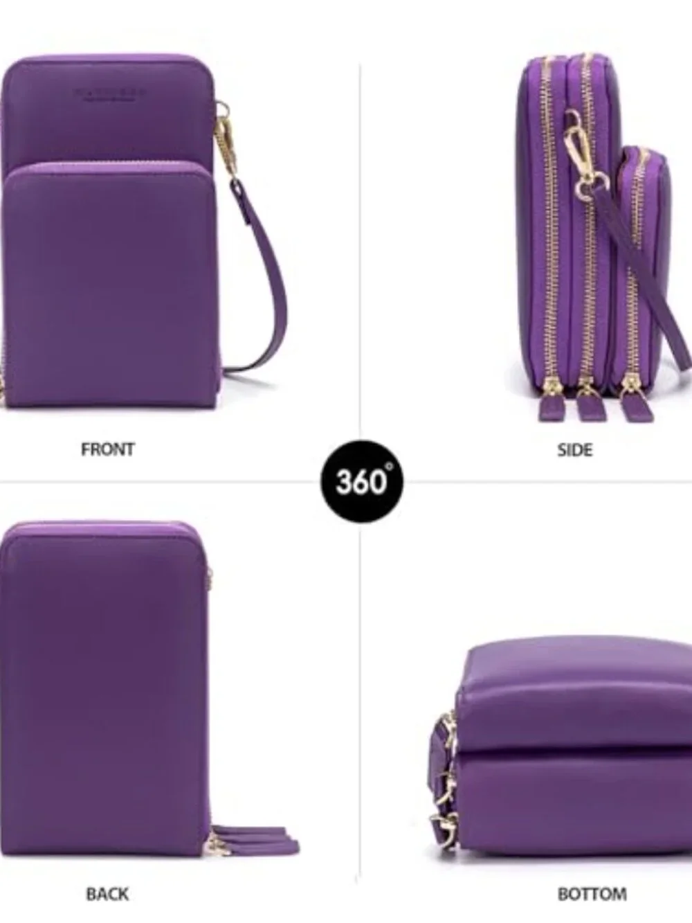Small Crossbody Phone Purse with 6 Card Slots and Multi-Pockets